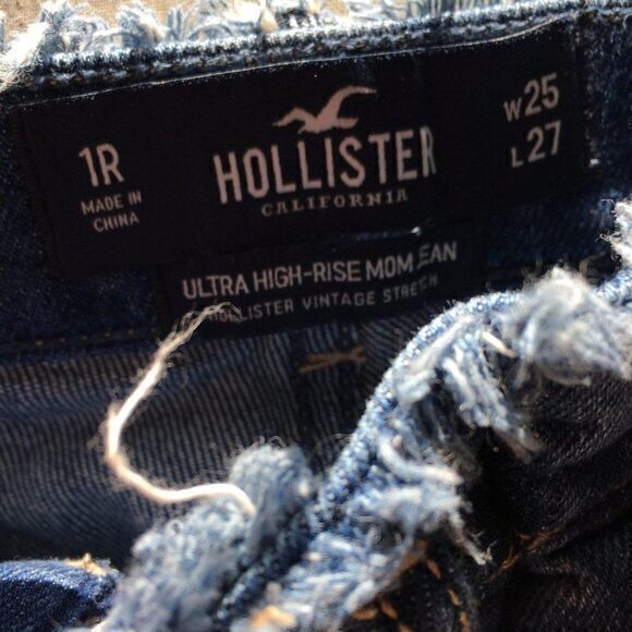 Hollister ultra high rise mom jeans vintage stretch ripped distressed 1R W25xL27 - Picture 6 of 9